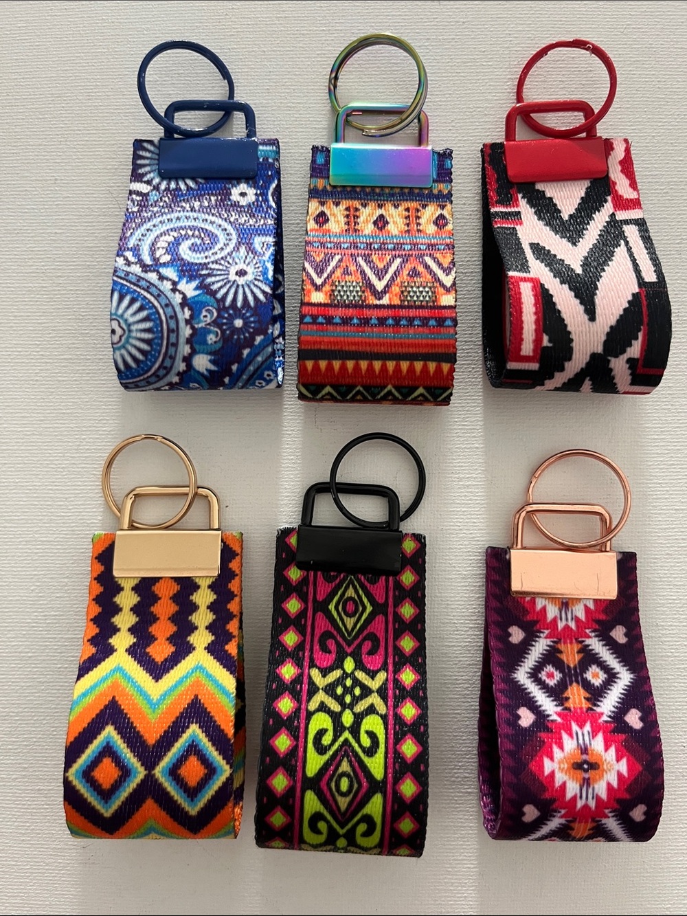 6 pc. Patterned Purse Backpack Tassel Mini Key Fob Keychains Gifts Fundraising